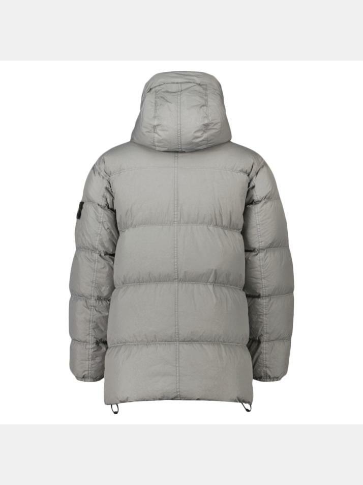 [스톤 아일랜드] 25FW 와펜 가먼트다이 크링클랩스 후드 패딩자켓 그레이 K2S15 4100012 S0A23 V006B