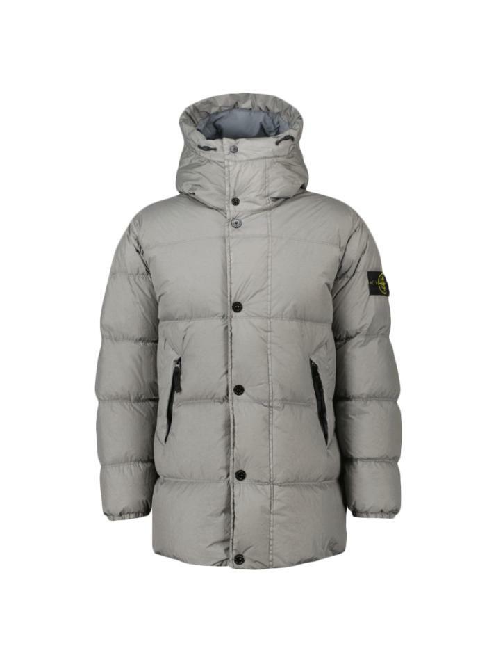 [스톤 아일랜드] 25FW 와펜 가먼트다이 크링클랩스 후드 패딩자켓 그레이 K2S15 4100012 S0A23 V006B