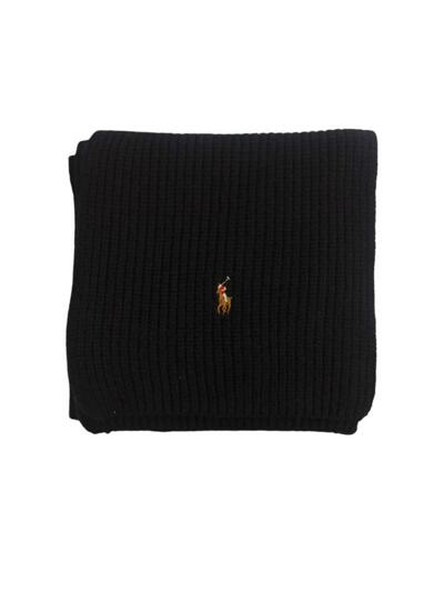 [랄프로렌] 25FW 포니 로고 자수 머플러 블랙 449959353 001