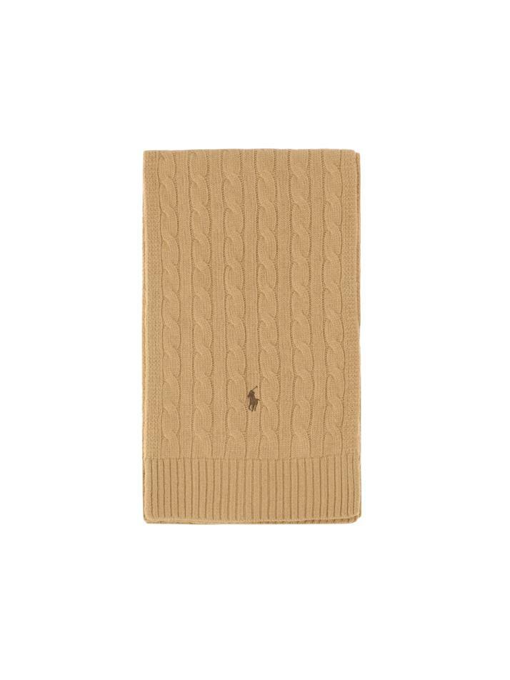 [랄프로렌] 25FW 포니 자수 클래식 케이블 머플러 카멜 449959345 005