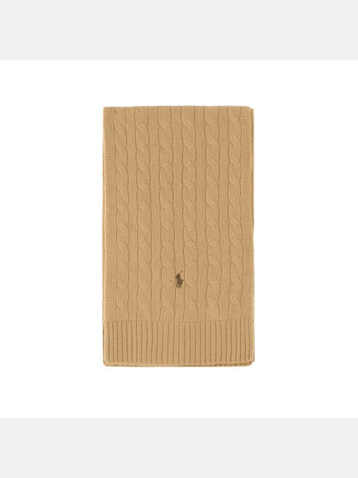 [랄프로렌] 25FW 포니 자수 클래식 케이블 머플러 카멜 449959345 005