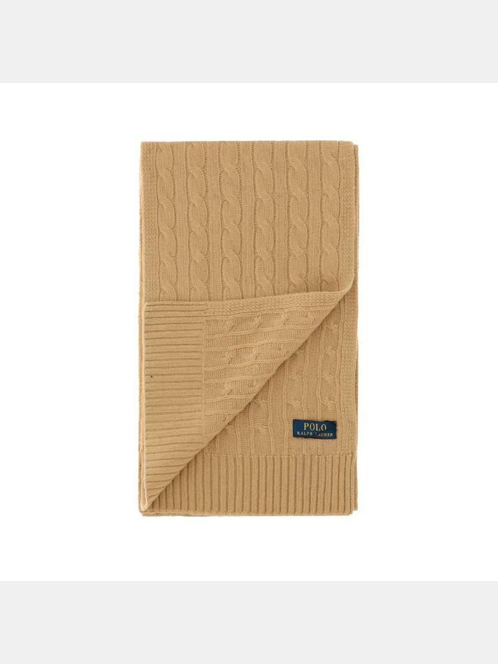 [랄프로렌] 25FW 포니 자수 클래식 케이블 머플러 카멜 449959345 005