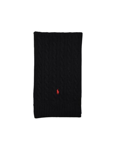 [랄프로렌] 25FW 포니 자수 클래식 케이블 머플러 블랙 449959345 001