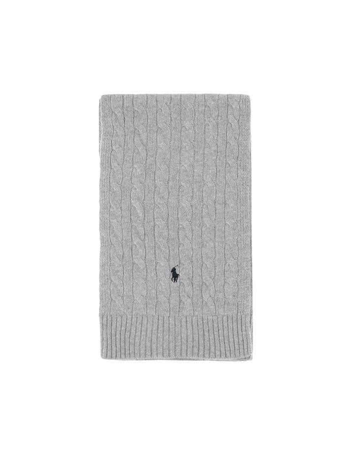 [랄프로렌] 25FW 포니 자수 클래식 케이블 머플러 그레이 449959345 004