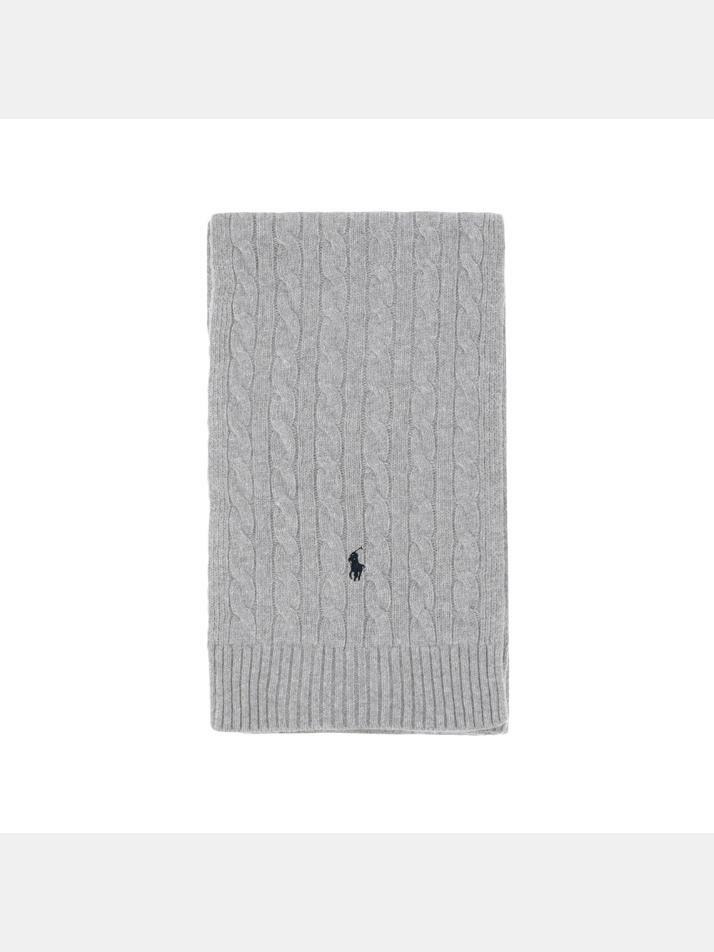 [랄프로렌] 25FW 포니 자수 클래식 케이블 머플러 그레이 449959345 004