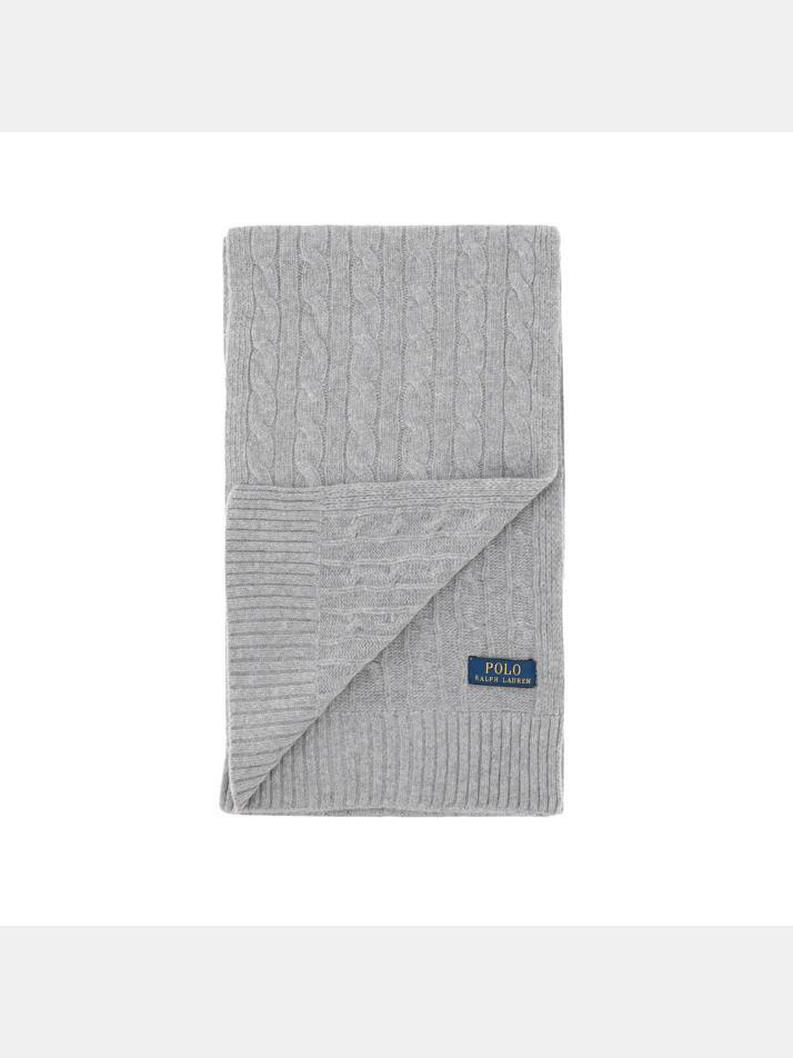 [랄프로렌] 25FW 포니 자수 클래식 케이블 머플러 그레이 449959345 004