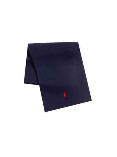 [랄프로렌] 25FW 레드 포니 자수 골지 머플러 네이비 710886136 002