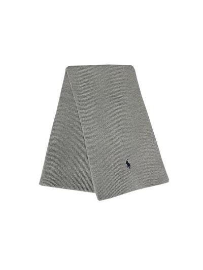 [랄프로렌] 25FW 네이비 포니 자수 골지 머플러 그레이 710886136 003