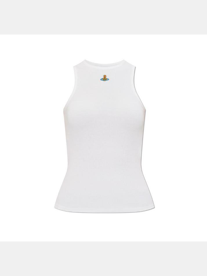 [비비안웨스트우드] 25FW ORB 로고 슬리브리스 탑 화이트 3G01003Z J009C A401