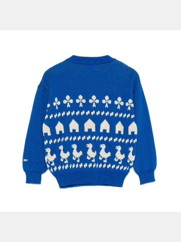 [보보쇼즈] 키즈 팜 애니멀 프린팅 자카드 니트 블루 B225AC108 421