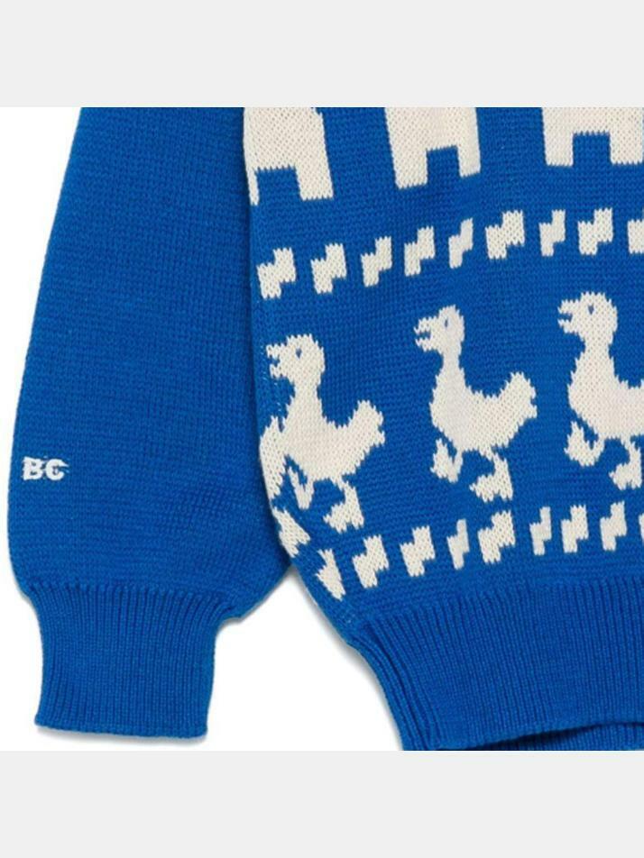 [보보쇼즈] 키즈 팜 애니멀 프린팅 자카드 니트 블루 B225AC108 421