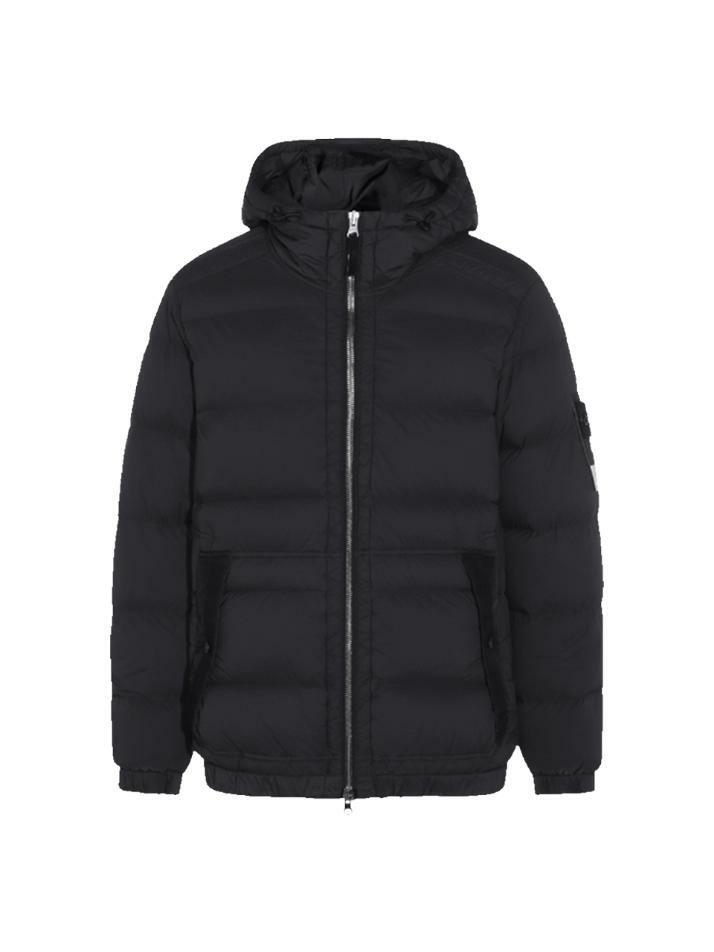 [스톤 아일랜드] 25FW 와펜 심리스 터널 나일론 후드 패딩자켓 블랙 K2S15 4100040 S0028 V0029