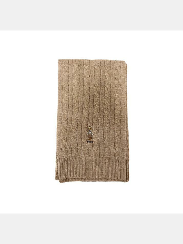 [랄프로렌] 25FW 베어 로고 자수 머플러 브라운 449959379 005