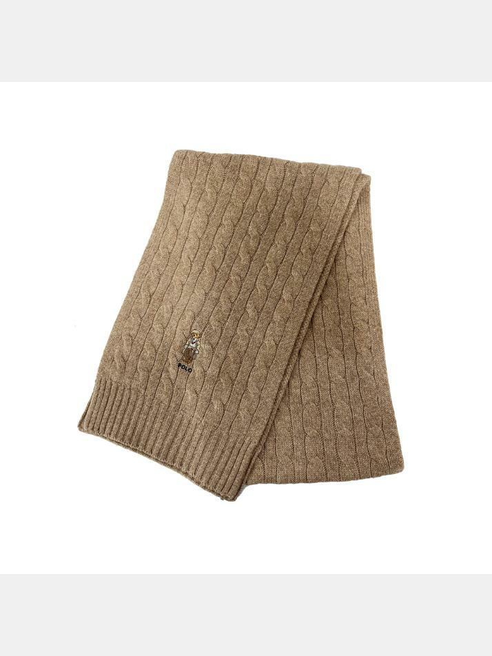 [랄프로렌] 25FW 베어 로고 자수 머플러 브라운 449959379 005