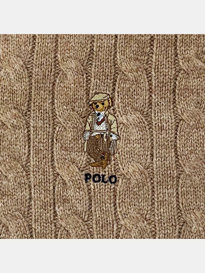 [랄프로렌] 25FW 베어 로고 자수 머플러 브라운 449959379 005