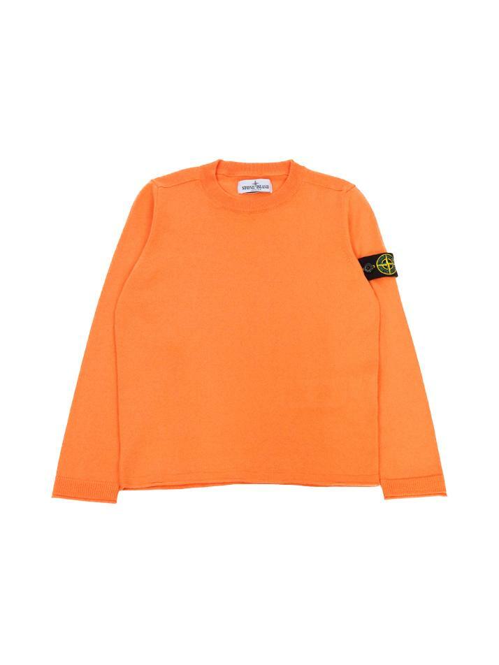 [스톤 아일랜드] 키즈 와펜 패치 크루넥 니트 오렌지 8016505B9 V0032