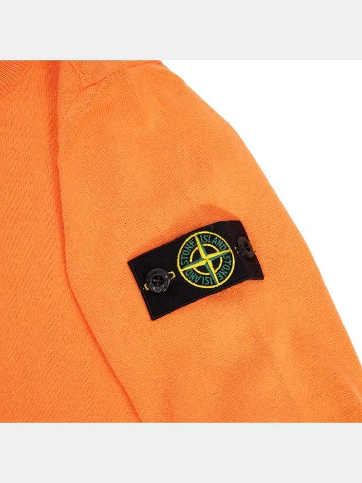 [스톤 아일랜드] 키즈 와펜 패치 크루넥 니트 오렌지 8016505B9 V0032