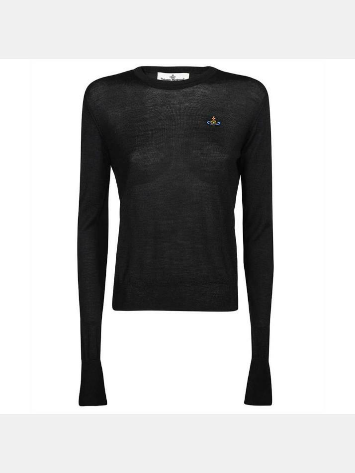 [비비안웨스트우드] 23SS ORB 로고 자수 니트 블랙 1803001Y Y000Q N401