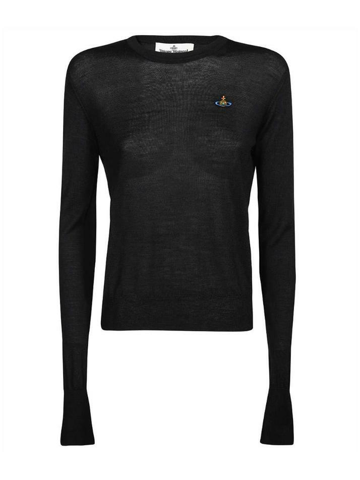 [비비안웨스트우드] 23SS ORB 로고 자수 니트 블랙 1803001Y Y000Q N401