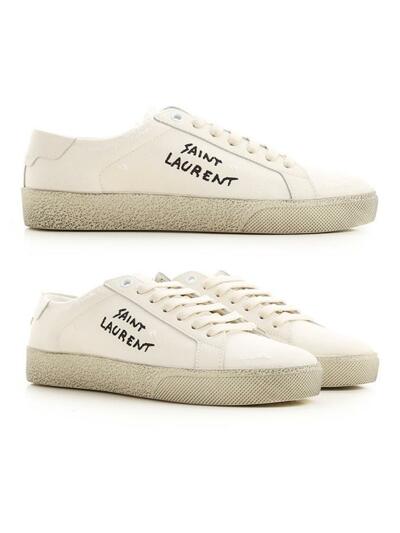 [생로랑] 25FW 로고 자수 클래식 스니커즈 아이보리 610648 GUP10 9113