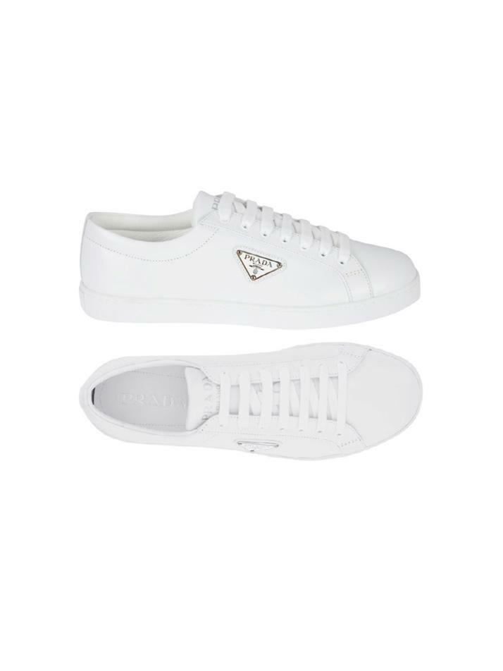 [프라다] 25FW 삼각로고 브러시드 로우탑 스니커즈 화이트 2EE376 3F0E F0009