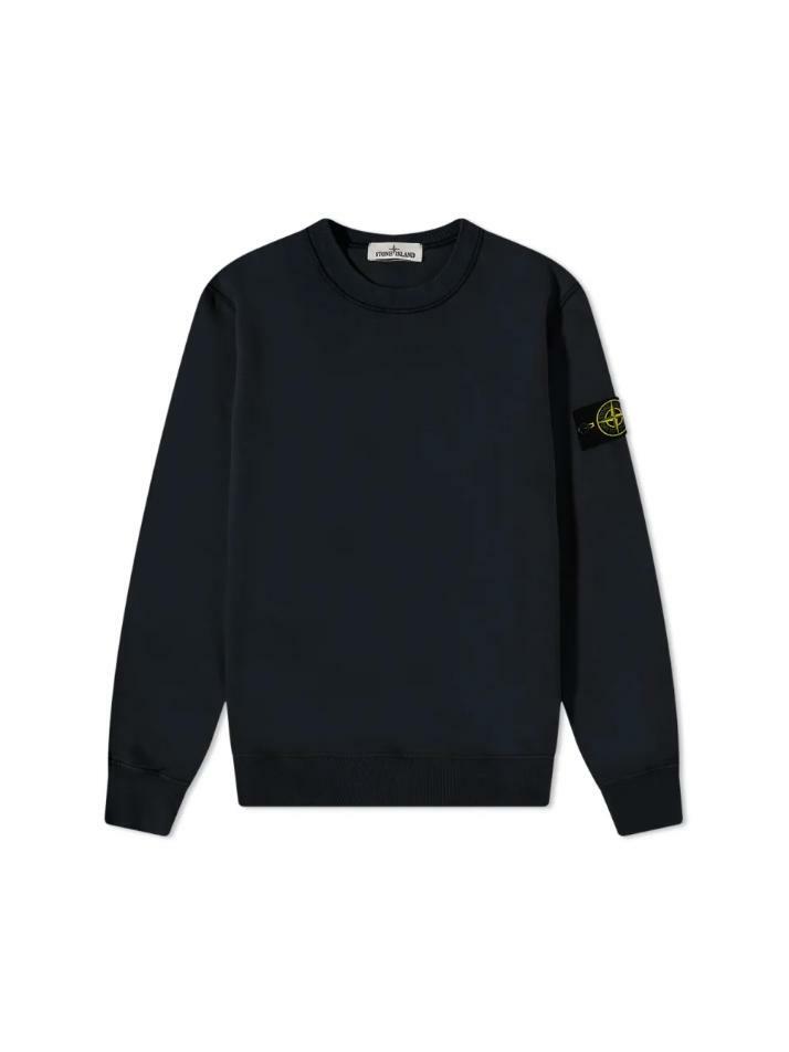 [스톤 아일랜드] 14주년 와펜 기모 맨투맨 네이비 771563020 V0020