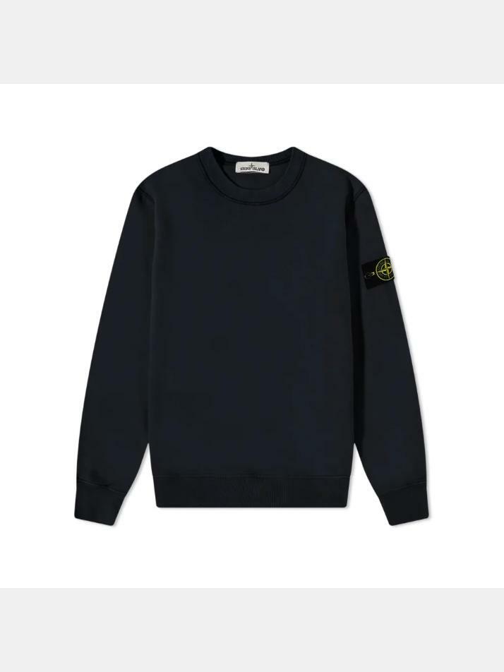 [스톤 아일랜드] 14주년 와펜 기모 맨투맨 네이비 771563020 V0020