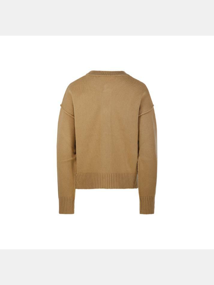 [아미] 25FW 여성 하트 로고 울 가디건 카멜 UKC368 018 288