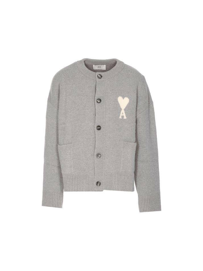 [아미] 25FW 여성 빅하트 알파카 가디건 그레이 UKC366 KN0135 058