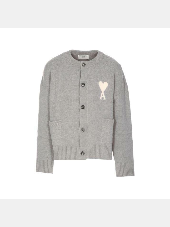 [아미] 25FW 여성 빅하트 알파카 가디건 그레이 UKC366 KN0135 058