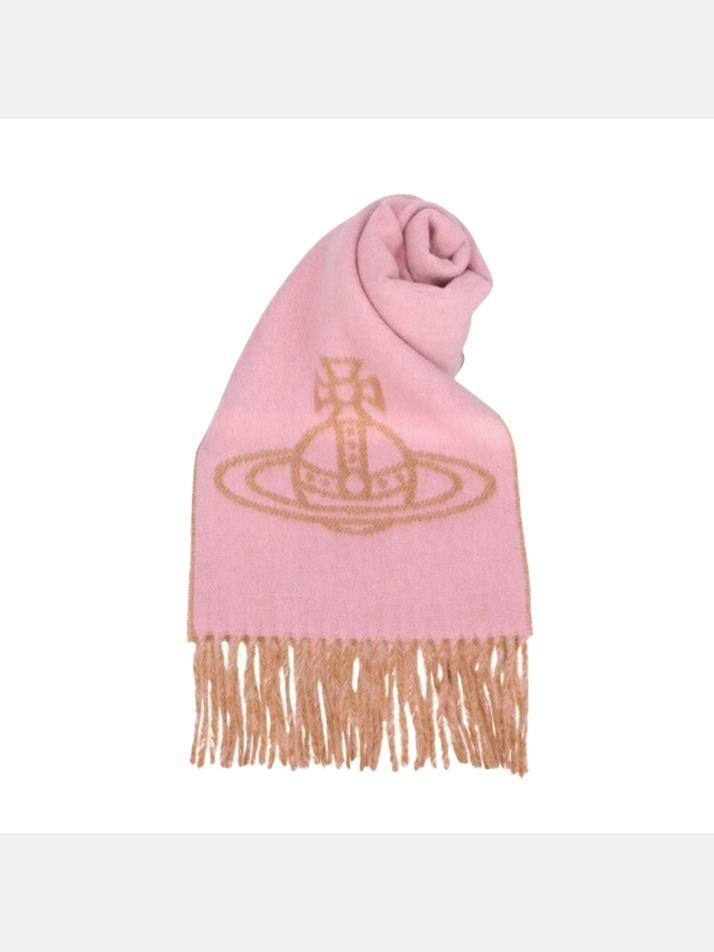 [비비안웨스트우드] 25FW ORB 싱글 투톤 머플러 핑크 81030006 W00ZH G402