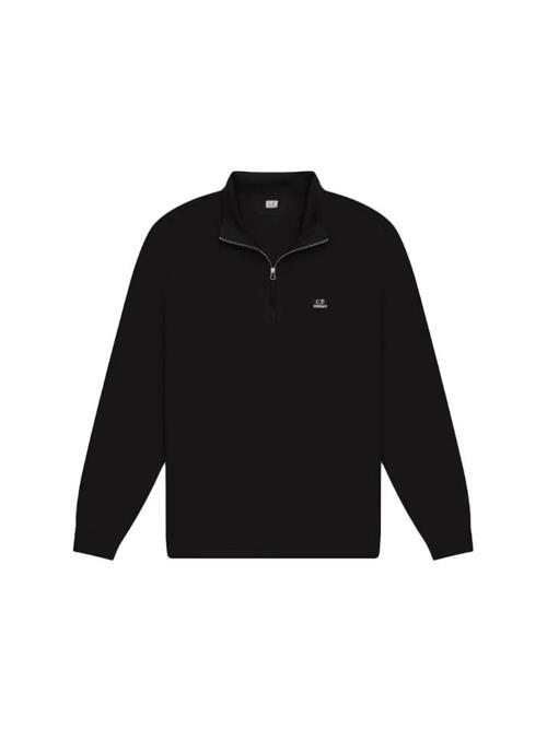 [CP 컴퍼니] 25FW 로고 자수 하프 집업 롱슬리브 티셔츠 블랙 19CMPL144A 005263W 999