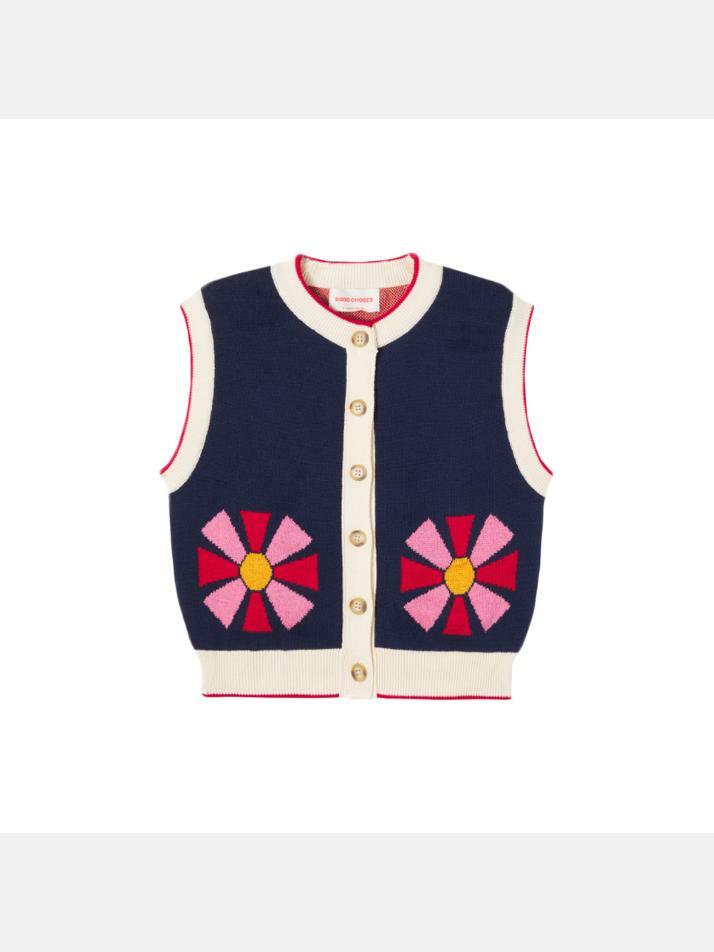 [보보쇼즈] 키즈 칼레이도스코프 니트 베스트 네이비 B225AC106 411
