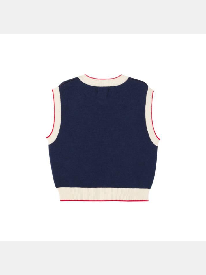 [보보쇼즈] 키즈 칼레이도스코프 니트 베스트 네이비 B225AC106 411