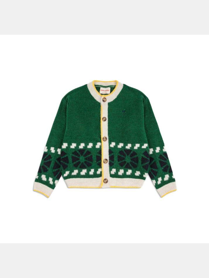 [보보쇼즈] 키즈 칼레이도스코프 자카드 가디건 파인 그린 B225AC114 311