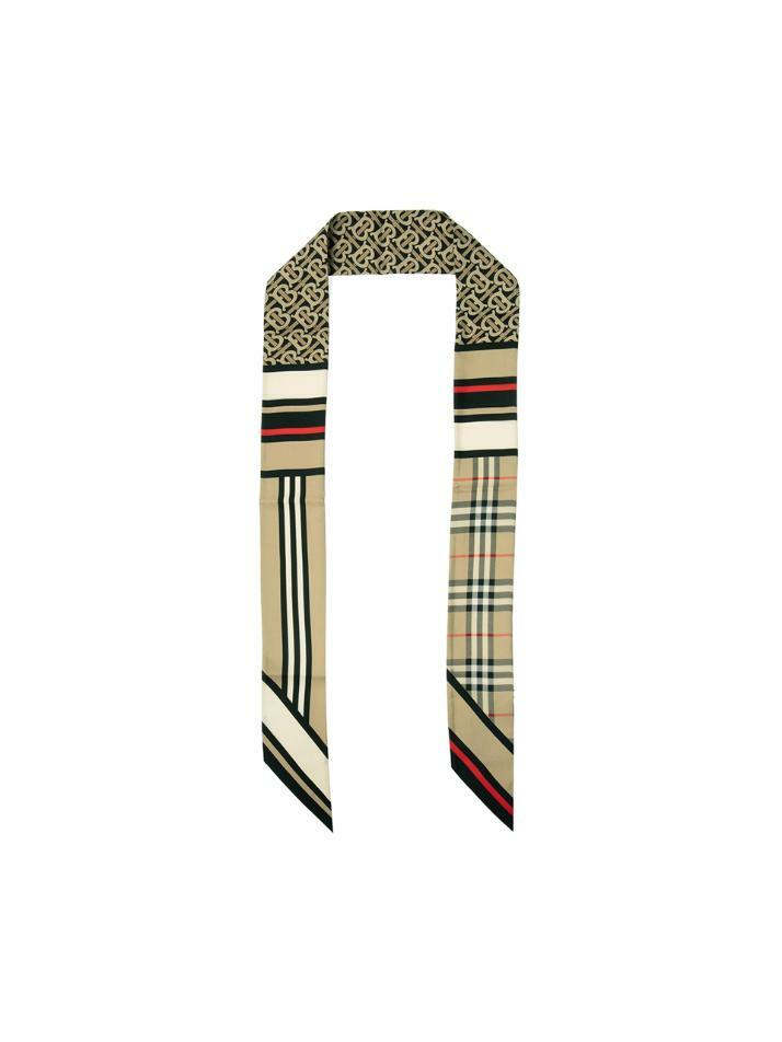 [버버리] 26SS 트리플 체크 실크 스키니 스카프 아카이브베이지 8037017