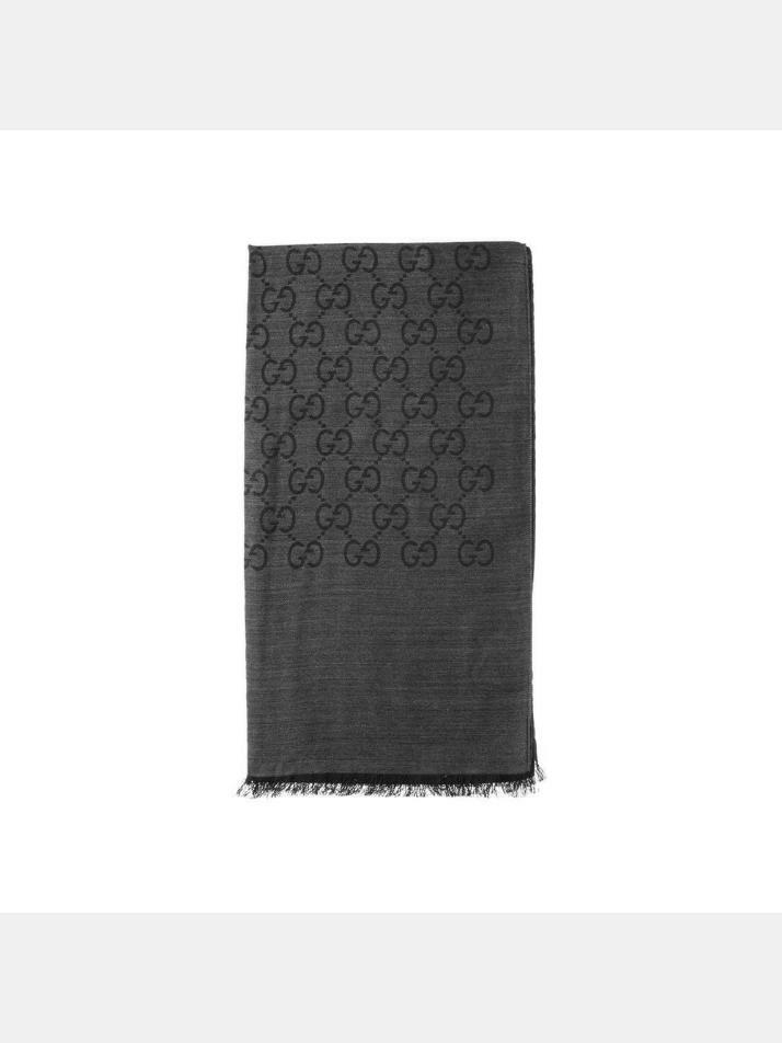 [구찌] 26SS GG 자카드 울 실크 투톤 스카프/머플러 그레이/블랙 165904 3G646 1100
