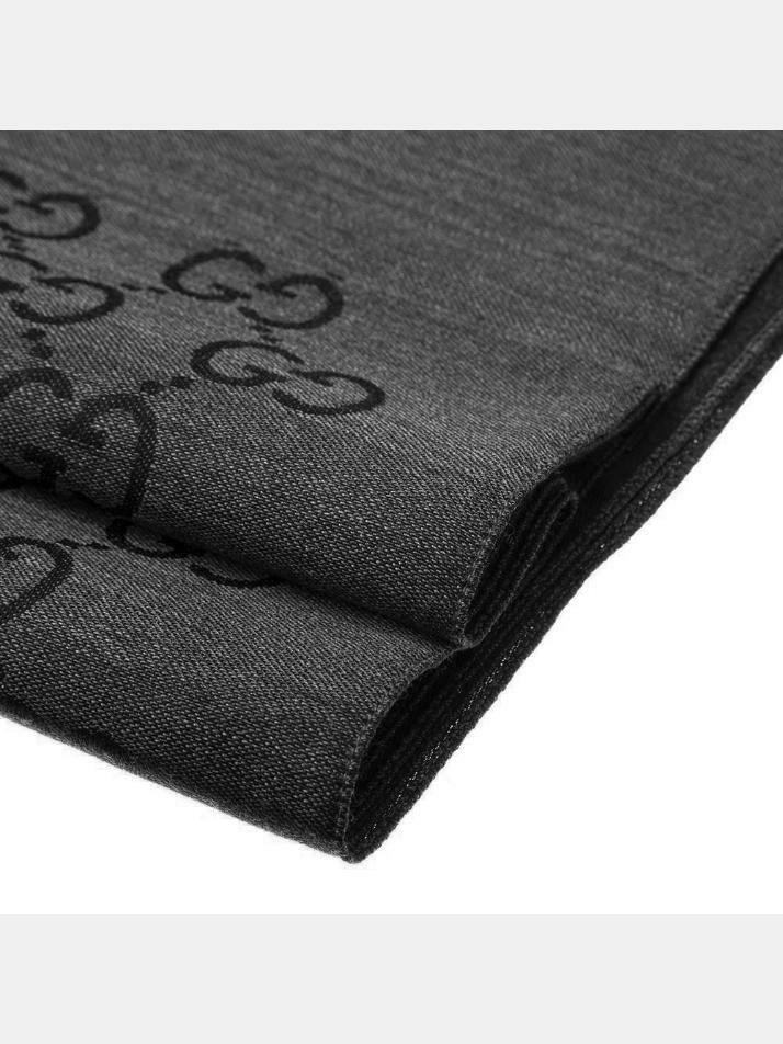 [구찌] 26SS GG 자카드 울 실크 투톤 스카프/머플러 그레이/블랙 165904 3G646 1100