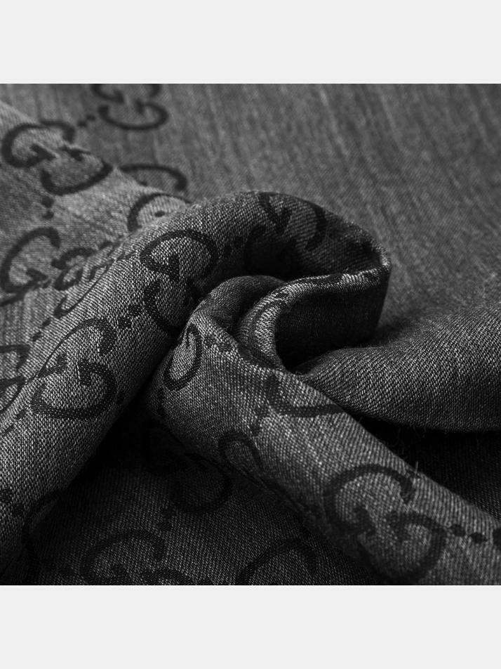 [구찌] 26SS GG 자카드 울 실크 투톤 스카프/머플러 그레이/블랙 165904 3G646 1100