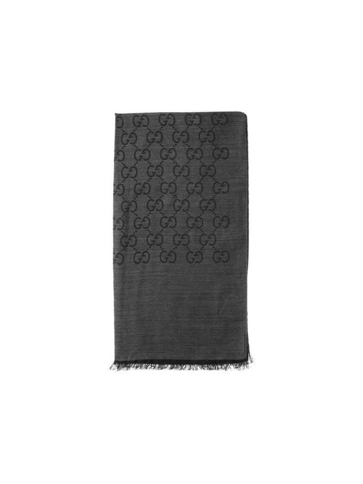 [구찌] 26SS GG 자카드 울 실크 투톤 스카프/머플러 그레이/블랙 165904 3G646 1100