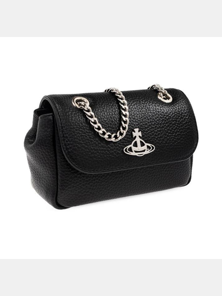 [비비안웨스트우드] 26SS ORB 은장 로고 스몰 펄스 체인 숄더백 블랙 5C01000CW S000D N403