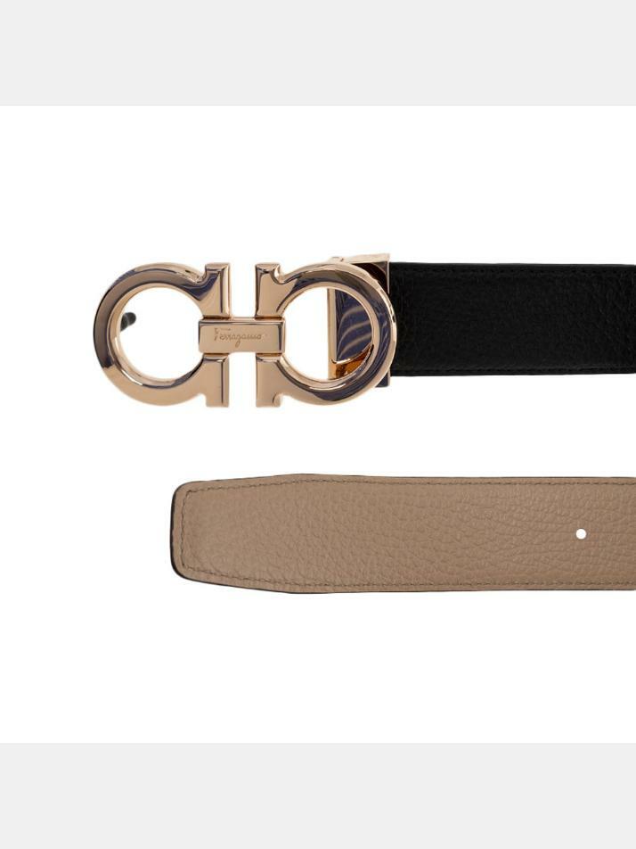 [페라가모] 26SS 금장 간치니 양면 벨트 블랙/베이지 67-9710 0764161