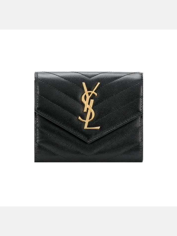 [생로랑] 26SS 금장 플랩 코인 반지갑 블랙 403943 BOW01 1000