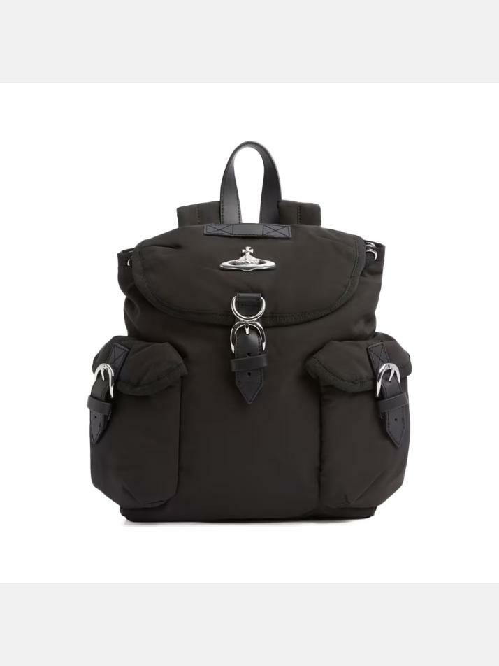 [비비안웨스트우드] 26SS ORB 은장 로고 하이랜드 스몰 백팩 블랙 4A03000AU W019E N403