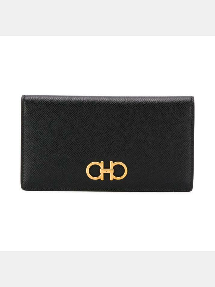 [페라가모] 26SS 더블 간치니 콘티넨탈 장지갑 블랙 22-D779 0726510