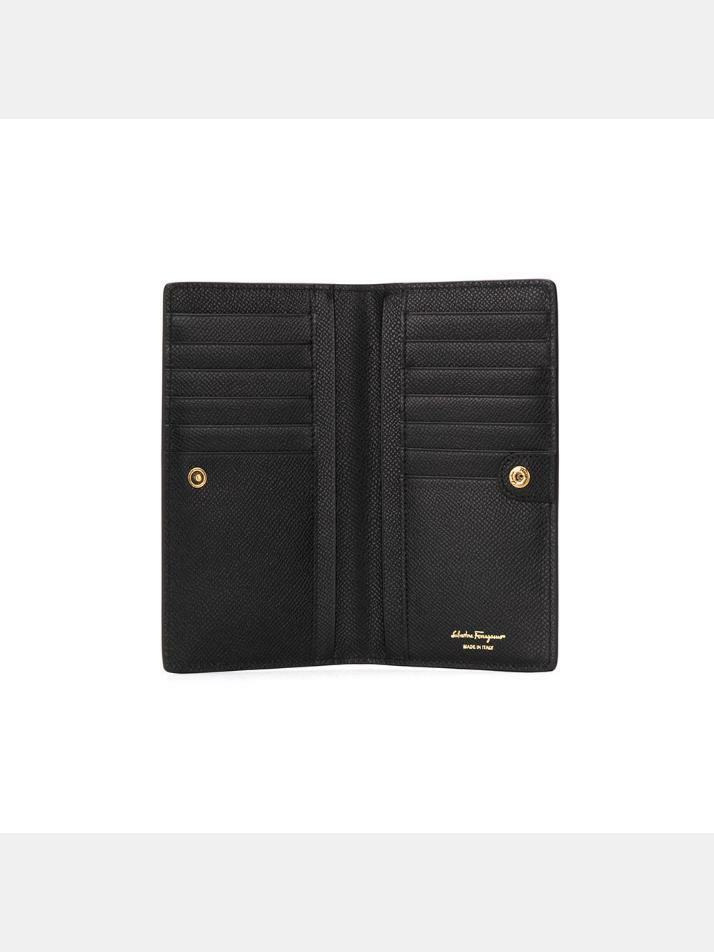 [페라가모] 26SS 더블 간치니 콘티넨탈 장지갑 블랙 22-D779 0726510