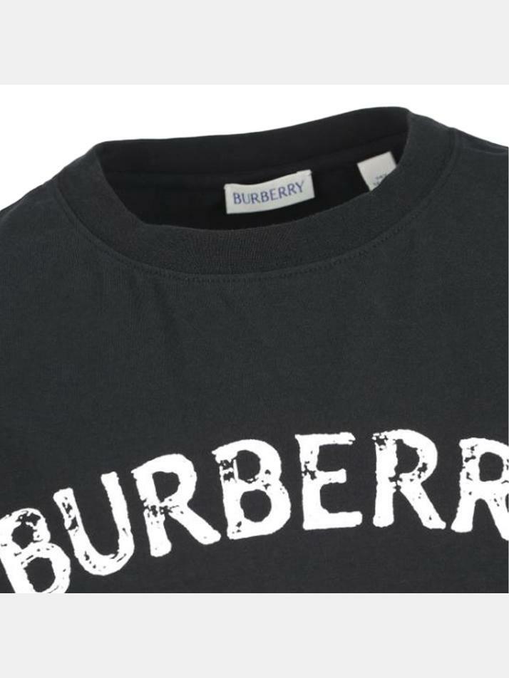 [버버리] 키즈 여성 EKD 로고 데미지 반팔 블랙 8117667