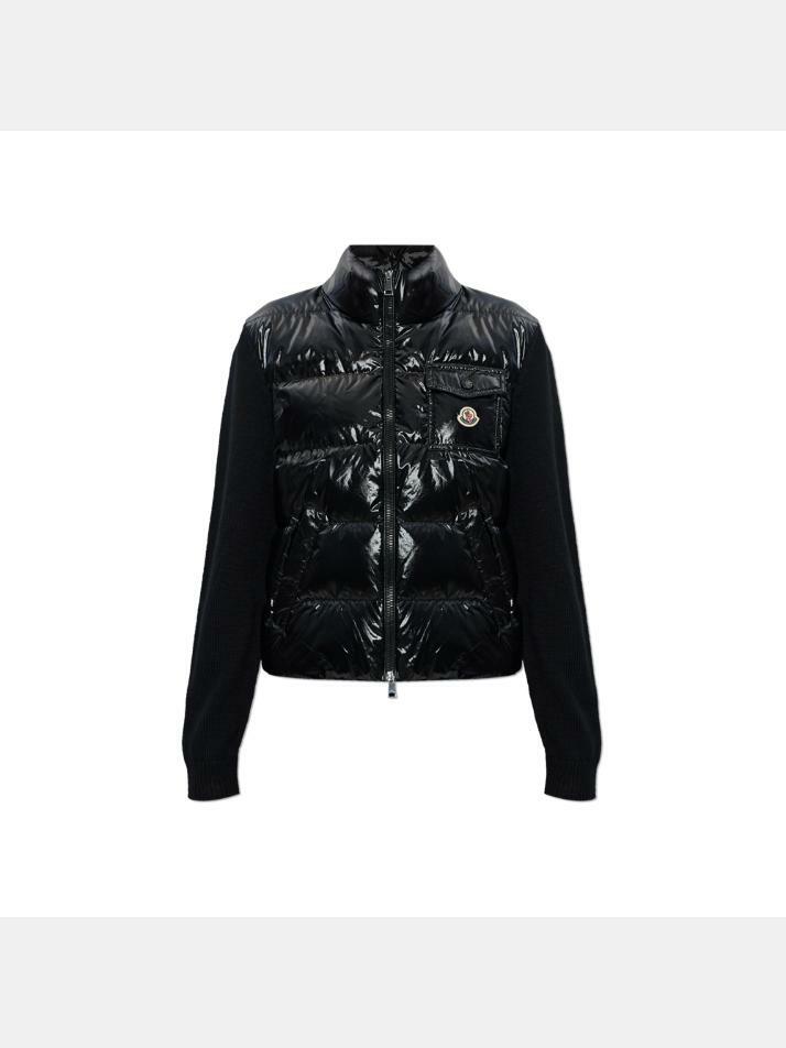 [몽클레어] 26SS 로고 패치 믹스 니트 패딩자켓 블랙 9B000 23 M7774 999