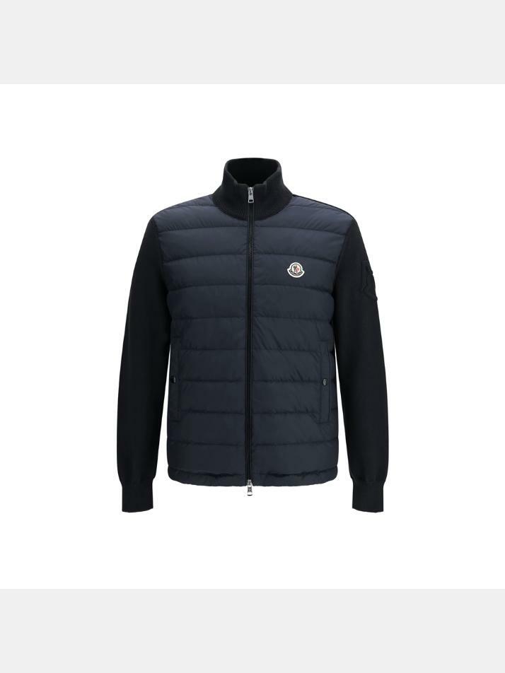 [몽클레어] 26SS 로고 패치 믹스 니트 패딩자켓 네이비 9B000 20 M1115 77D