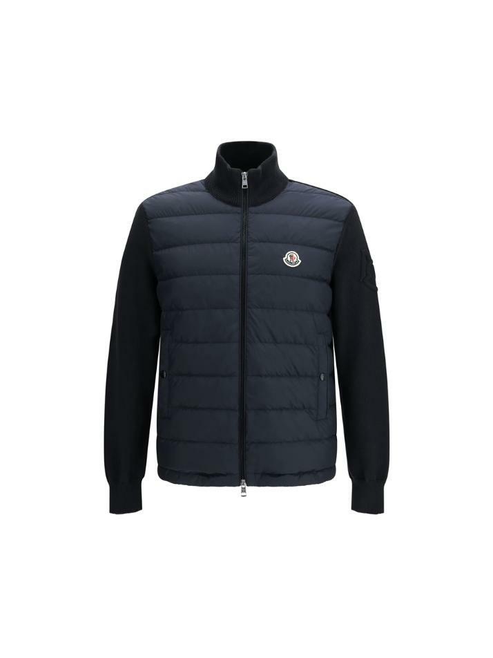 [몽클레어] 26SS 로고 패치 믹스 니트 패딩자켓 네이비 9B000 20 M1115 77D